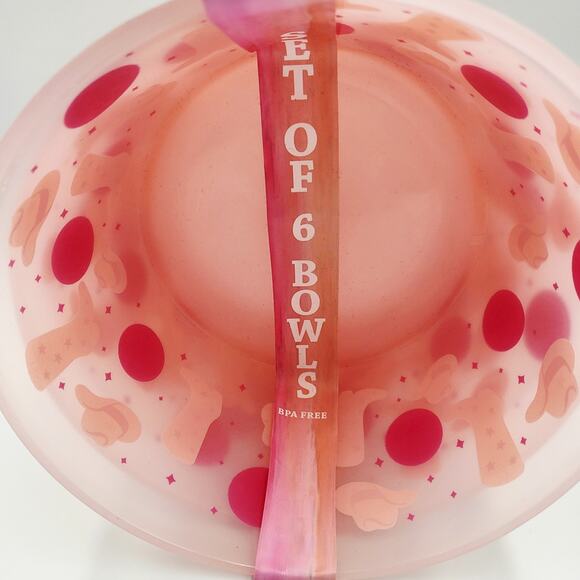 NWT Pink Silicone 5-piece Utensil Set & 6 Set of Cowgirl Print Bowls Youth Girls - Picture 5 of 7